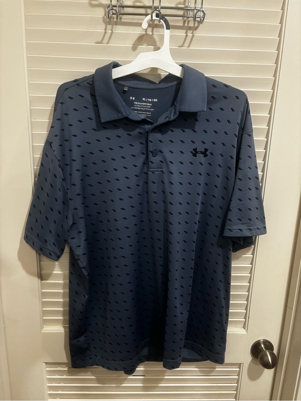 Under Armour Blue Short-Sleeve Performance Polo with Subtle Pattern